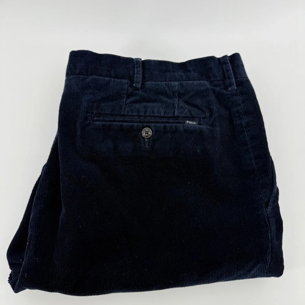 Polo Ralph Lauren Mens Navy Blue Corduroy Pants Classic Fit 36x34 Stretch Cotton